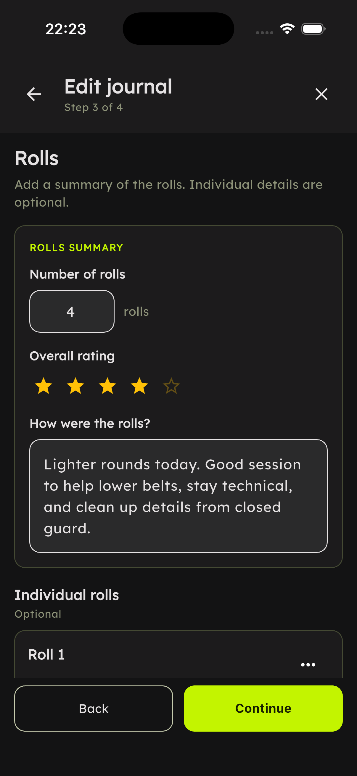 Journal rolls screen